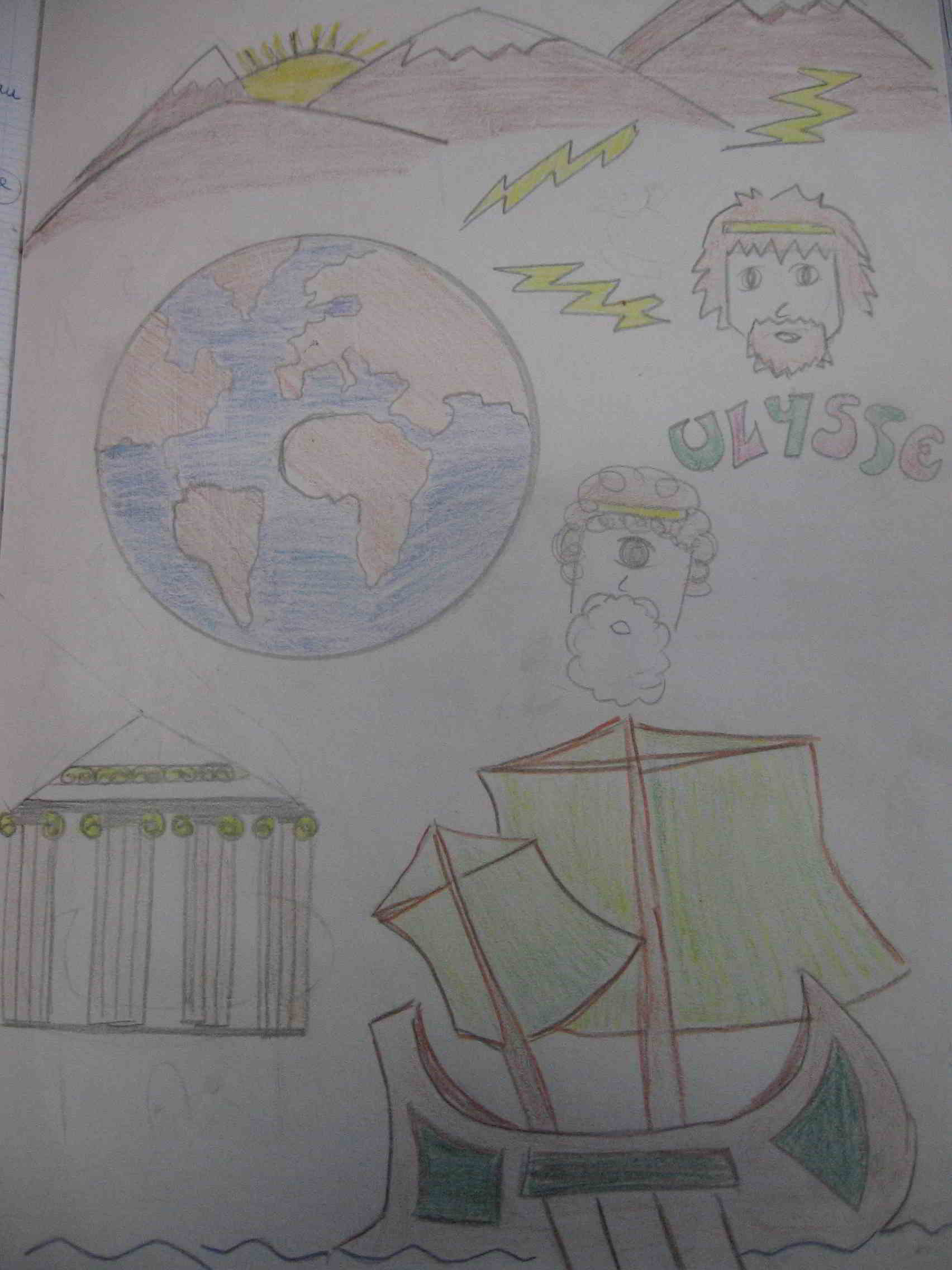 Dessin De Poesie Heureux Qui Comme Ulysse Ecole élémentaire Joliot-Curie - Nanterre - "Heureux qui comme Ulysse"  (Alfred de Musset)