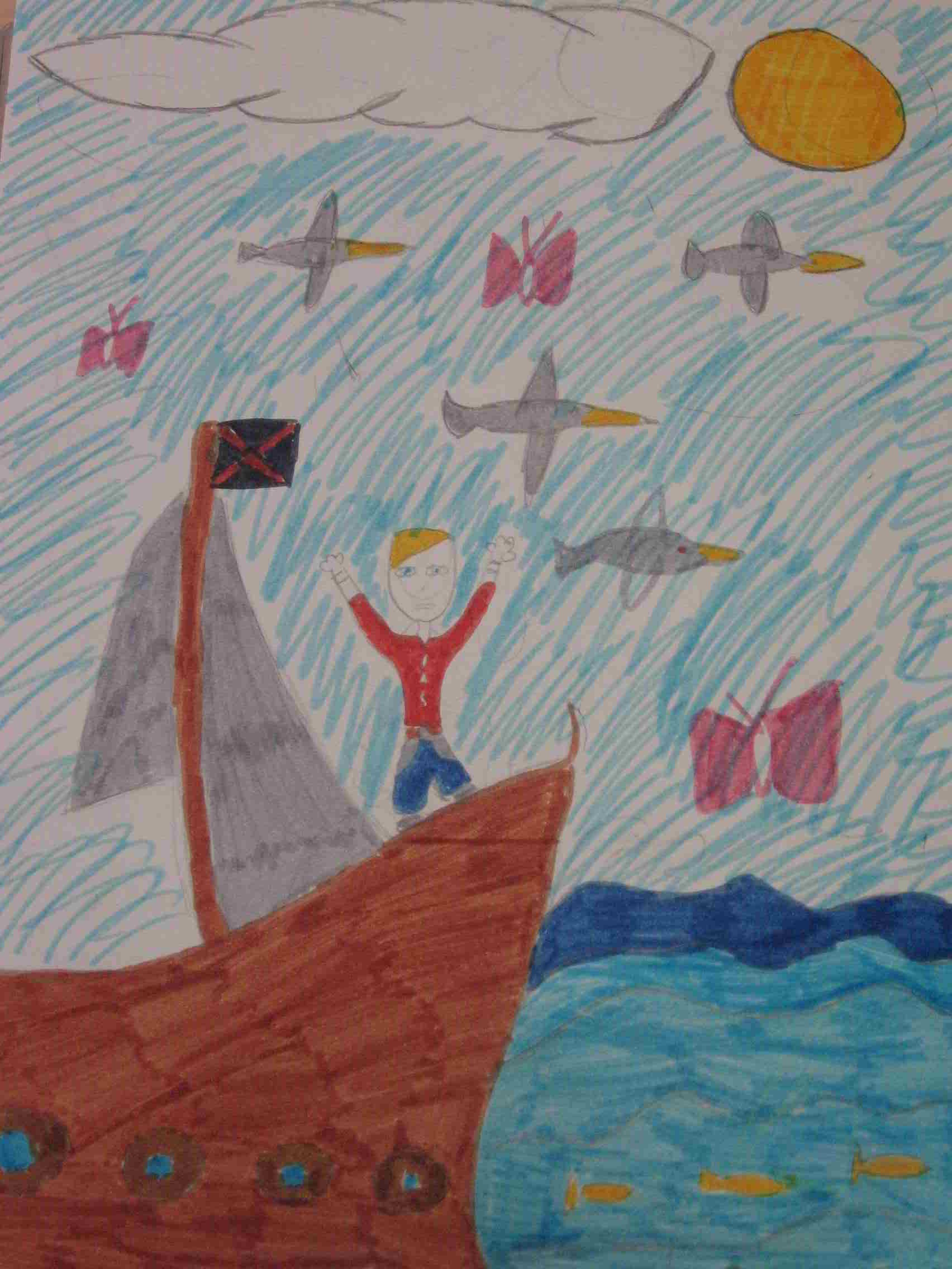 Dessin De Poesie Heureux Qui Comme Ulysse Ecole élémentaire Joliot-Curie - Nanterre - "Heureux qui comme Ulysse"  (Joachim Du Bellay)